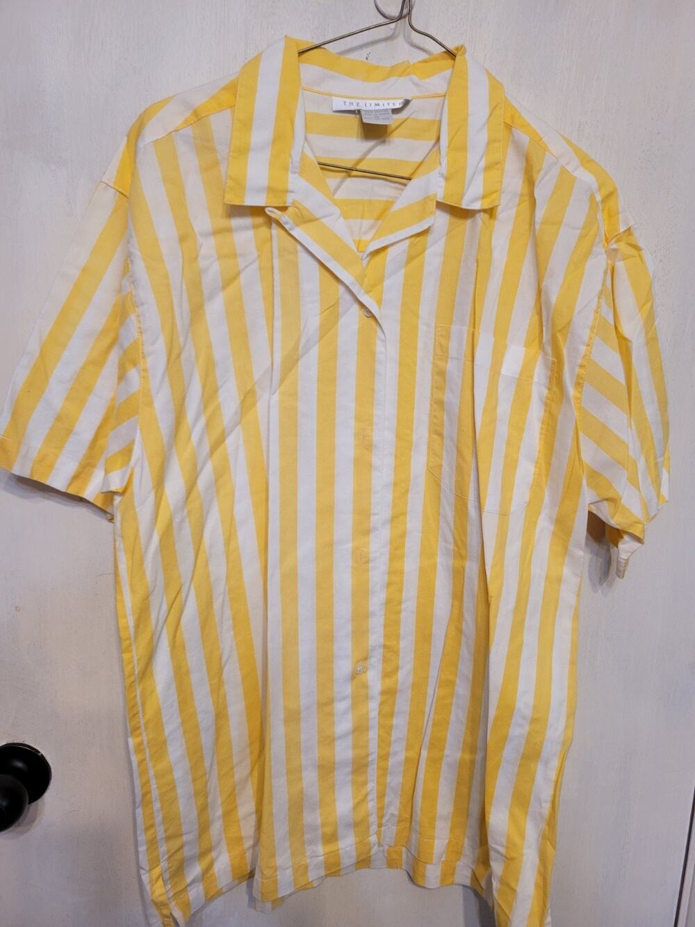 The Limited Vintage Retro Yellow White Striped Medium Top Button